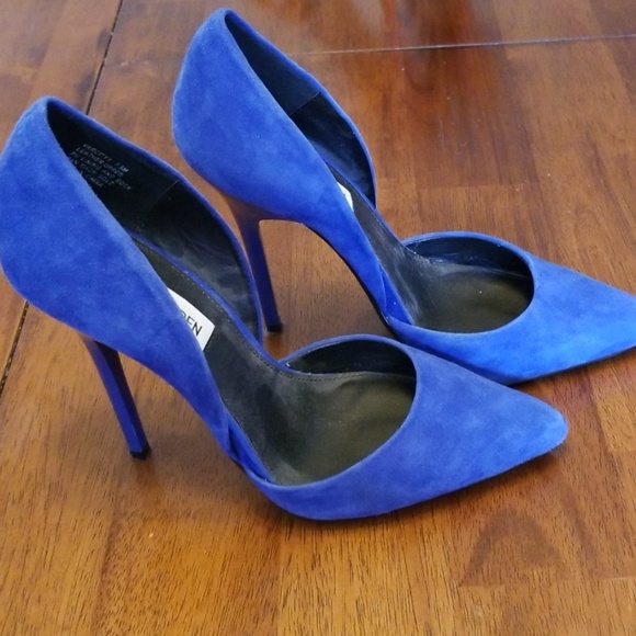 Steve Madden Shoes - Steve Madden Blue Suede Varcityy Heels 7.5M